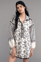 By Anthropologie Puff-Sleeve Mini Shirt Dress