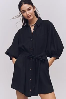 The Mona Linen Mini Shirt Dress By Maeve
