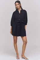 The Mona Linen Mini Shirt Dress By Maeve