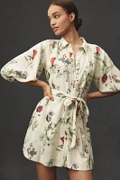 The Mona Linen Mini Shirt Dress By Maeve