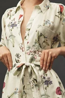 The Mona Linen Mini Shirt Dress By Maeve