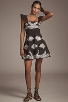 By Anthropologie Ruffle-Strap Embroidered Smocked Mini Dress