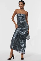 For Love & Lemons Strapless Sequin Maxi Dress