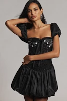 For Love & Lemons Bubble-Hem Mini Dress