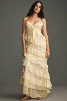 For Love & Lemons Debby Tiered Ruffle Midi Dress