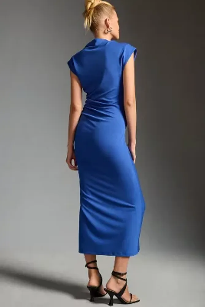 The Maya Ruched Cowl-Neck Dress