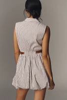 Maeve Belted Bubble-Hem Mini Shirt Dress