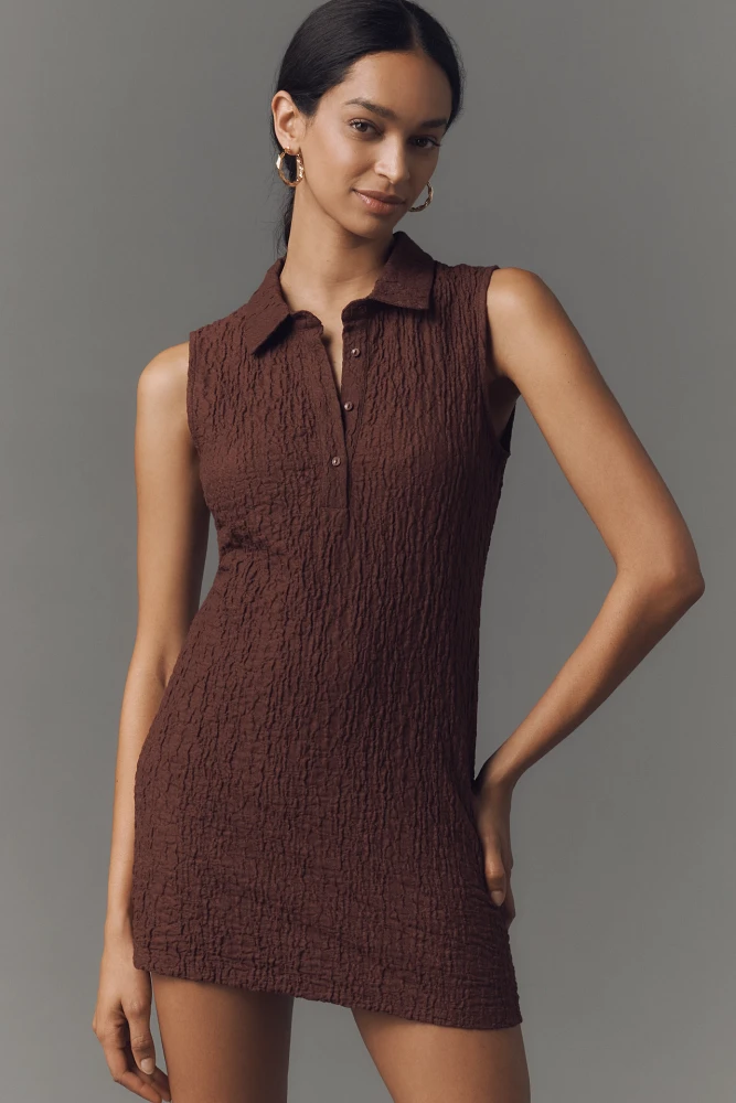 By Anthropologie Sleeveless Textured Mini Shirt Dress