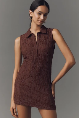 By Anthropologie Sleeveless Textured Mini Shirt Dress
