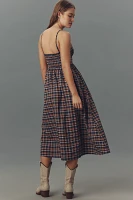 Pilcro Sleeveless Smocked Plaid Midi Dress