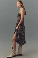 Pilcro Sleeveless Smocked Plaid Midi Dress