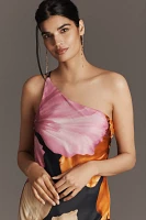 By Anthropologie One-Shoulder Asymmetric Floral Maxi Dress