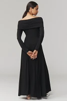 By Anthropologie Long-Sleeve Off-The-Shoulder Knit Maxi Dress