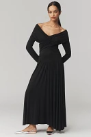 By Anthropologie Long-Sleeve Off-The-Shoulder Knit Maxi Dress