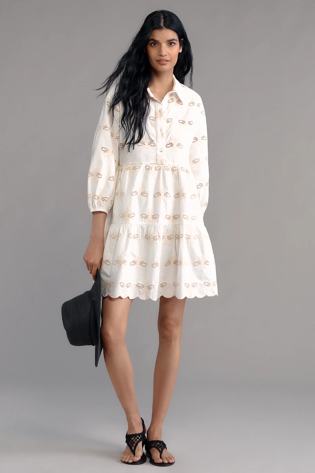Maeve The Bettina Tiered Shirt Dress by Maeve: Eyelet Mini Edition at  MarketFair Shoppes in Princeton, NJ