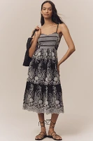 By Anthropologie Sleeveless Sweetheart Tiered Midi Dress