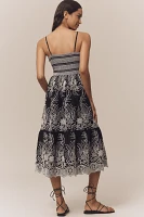 By Anthropologie Sleeveless Sweetheart Tiered Midi Dress