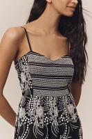 By Anthropologie Sleeveless Sweetheart Tiered Midi Dress