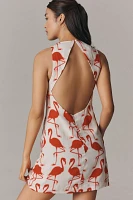 Maeve Sleeveless Linen Blend Printed Shift Mini Dress