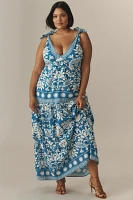 Saylor Brenna Linen Blend Tie-Strap V-Neck Maxi Dress