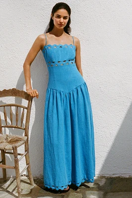 Saylor Florence Basque-Waist Eyelet Dress