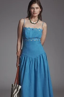 Saylor Florence Basque-Waist Eyelet Dress