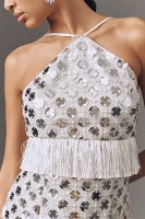 Saylor Hezly Halter Sequin Fringe Mini Dress
