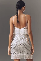 Saylor Hezly Halter Sequin Fringe Mini Dress