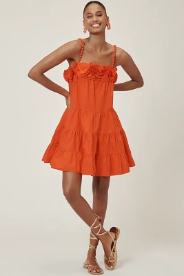 Saylor Carie Sleeveless Ruffled Square-Neck Tiered Mini Dress