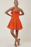 Saylor Carie Sleeveless Ruffled Square-Neck Tiered Mini Dress