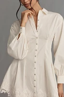 Cami NYC Kimiko Long-Sleeve Lace-Hem Mini Shirt Dress