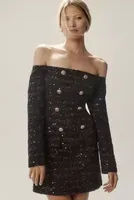 Endless Rose Off-The-Shoulder Tweed Blazer Dress