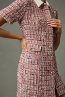 Endless Rose Short-Sleeve Collared Multi-Tweed Dress