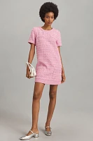 Endless Rose Short-Sleeve Tweed Shift Mini Dress