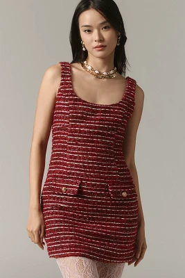 Endless Rose Scoop-Neck Tweed Mini Dress