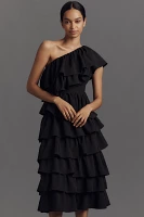 Endless Rose One-Shoulder Ruffled A-Line Midi Dress