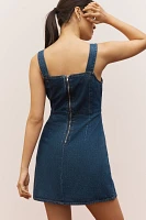 Endless Rose Square-Neck Bow Denim Mini Dress