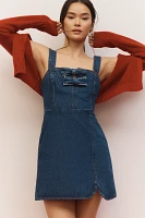 Endless Rose Square-Neck Bow Denim Mini Dress