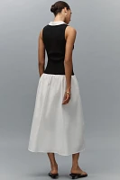 Endless Rose Sleeveless Collared Twofer Drop-Waist Midi Dress