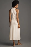 Endless Rose Sleeveless Halter Button-Front Midi Dress