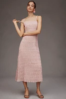Endless Rose Sleeveless Square-Neck Shirred Midi Dress