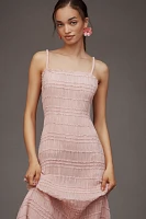 Endless Rose Sleeveless Square-Neck Shirred Midi Dress
