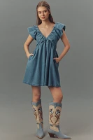 Endless Rose Sleeveless V-Neck Denim Babydoll Mini Dress