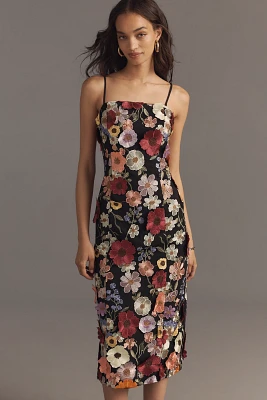 Endless Rose Sleeveless Floral Embroidered Midi Dress
