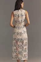 Endless Rose Sleeveless Appliqué Sheer Midi Dress