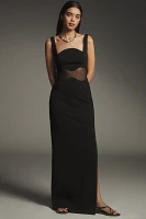 MISHA Damita Sleeveless Sheer Panel Crepe Maxi Dress