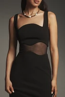MISHA Damita Sleeveless Sheer Panel Crepe Maxi Dress