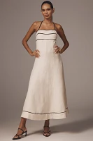 Shona Joy Billie Linen Blend Halter A-Line Midi Dress