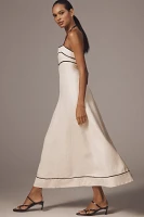Shona Joy Billie Linen Blend Halter A-Line Midi Dress