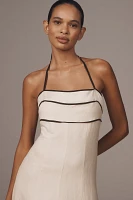 Shona Joy Billie Linen Blend Halter A-Line Midi Dress